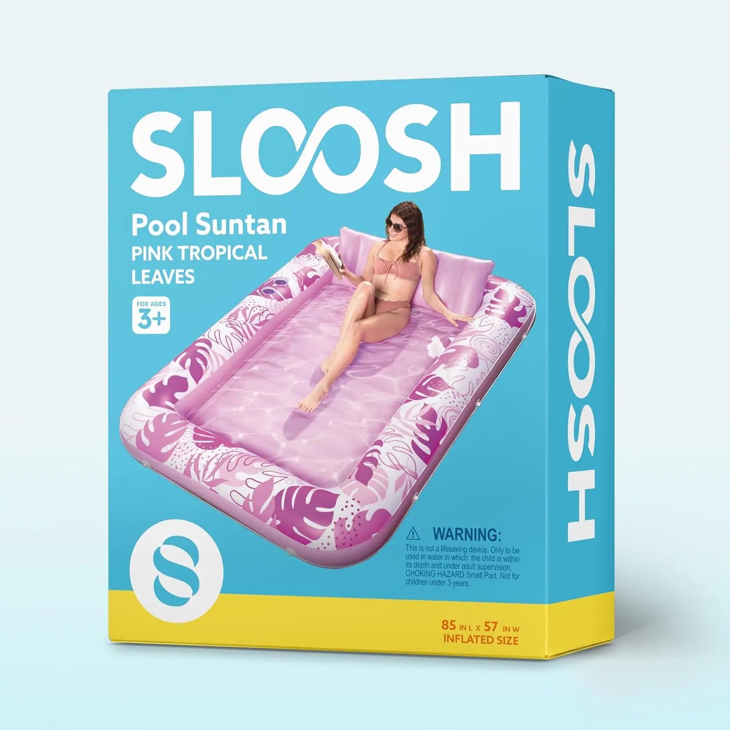 Sloosh-L/Xl Inflatable Tanning Pool Lounge Float with Cup Holder, 70“X46”/85″ X 57″ Extra Large Pool Floats Adult with Pillow, 4 in 1 Suntan Tub Raft Floatie, Sunbathing Bed Lounge for Water Blow up Kids Ball Pit Party Gifts, Inflatable Sofa Summervibes
