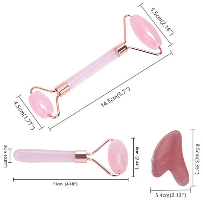 Coffret Roller Visage en Résine de Cire d'Abeille et Pierre Gua Sha – Sculpte, Illumine et Raffermit la Peau